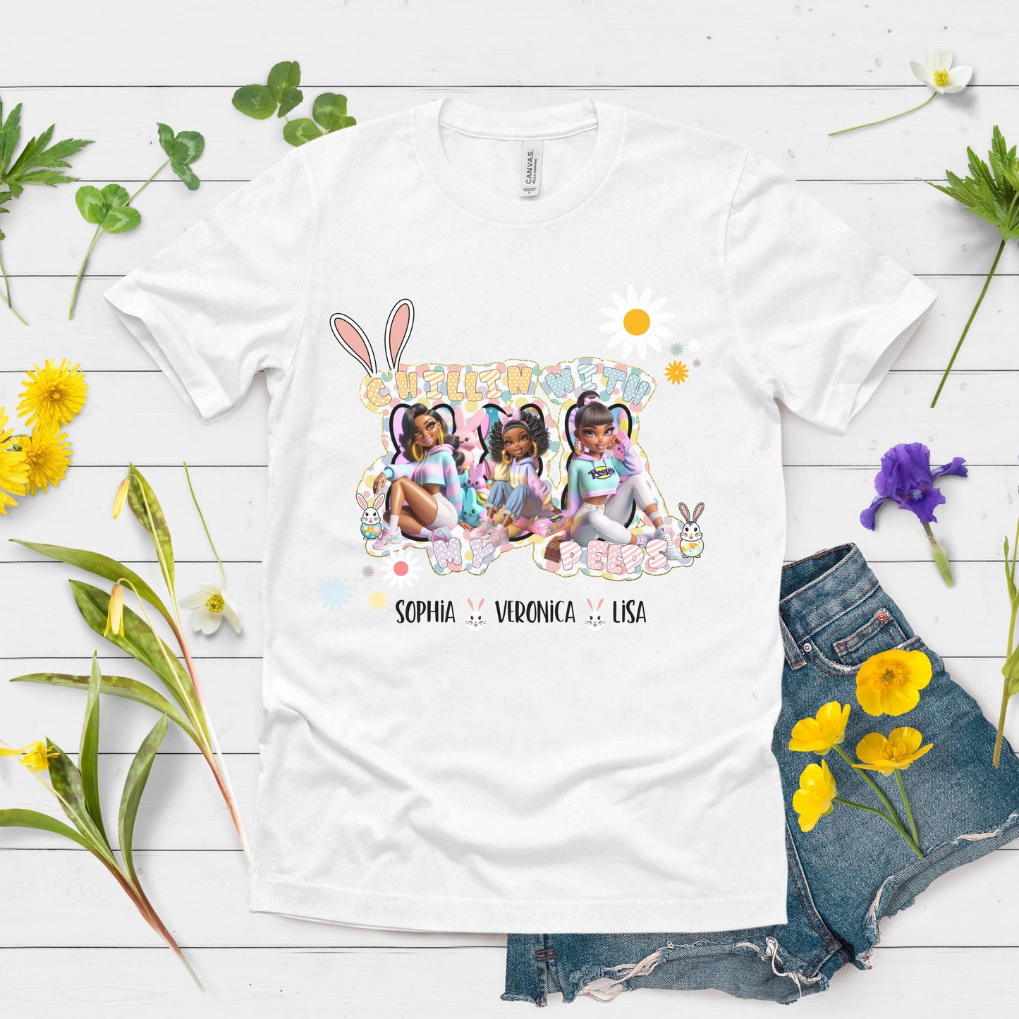 Chillin’ With My Peeps Custom Easter Digital Design SVG, PNG, JPG, PDF - Instant Download