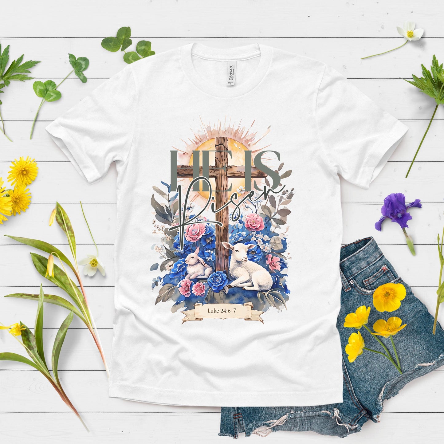 He Is Risen Watercolor Christian Easter Digital Design SVG, PNG, JPG, PDF - Instant Download