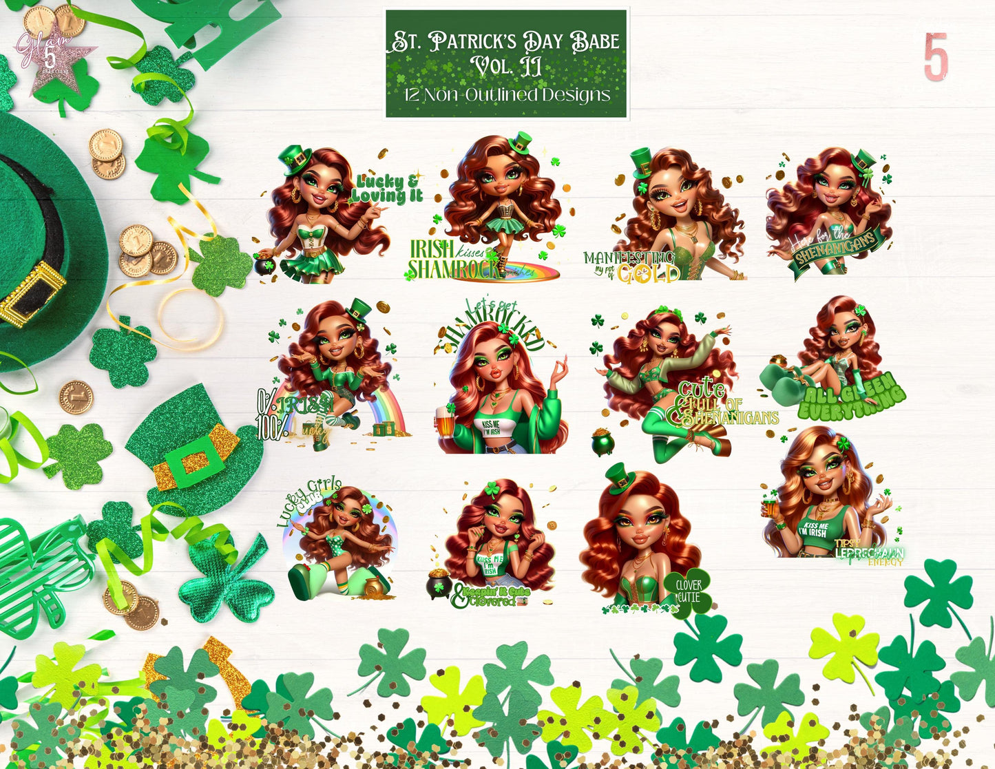 Lucky Babe Vol. 2 St. Patrick’s Day Digital Design Bundle SVG, PNG, JPG, PDF - Instant Download