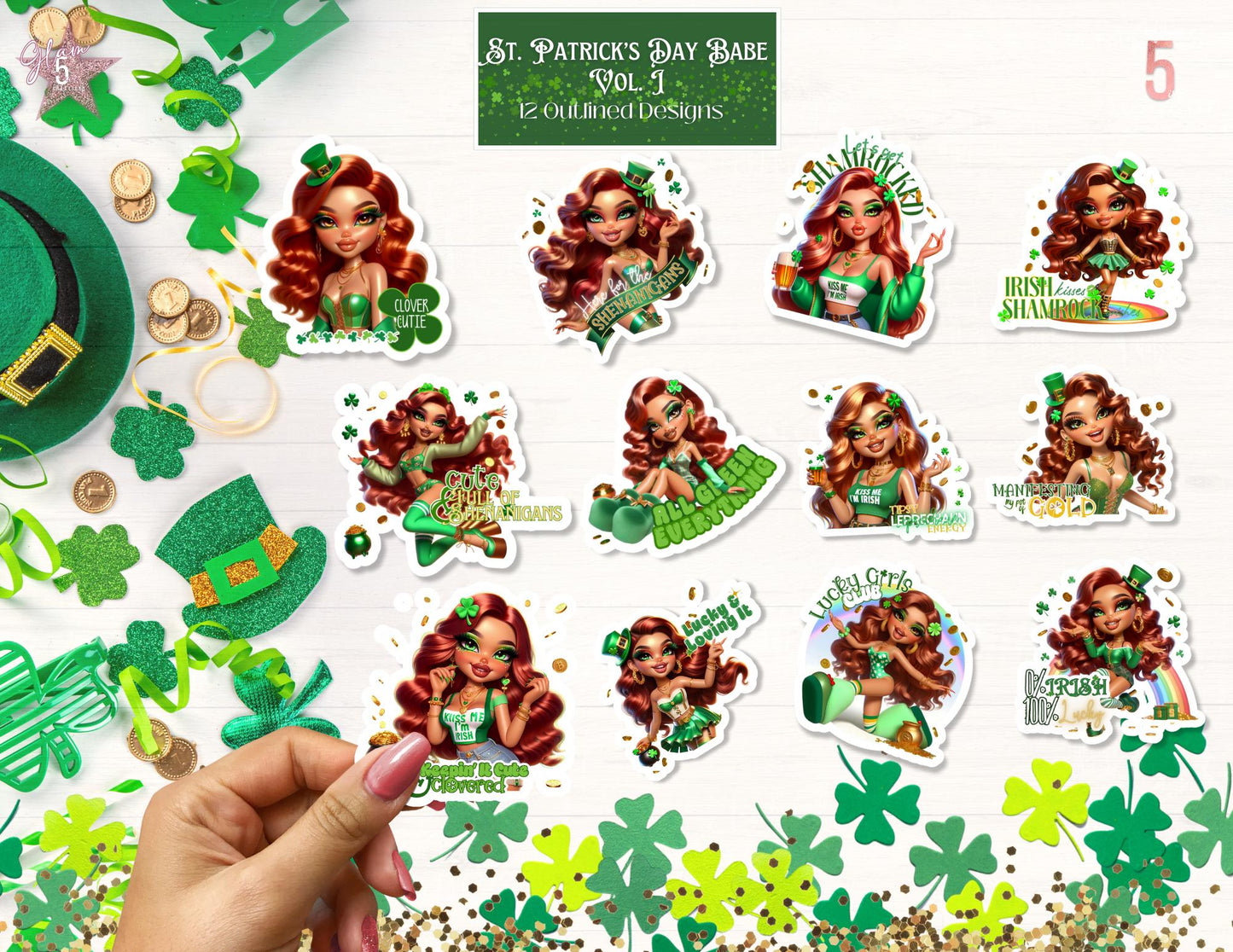 Lucky Babe Vol. 2 St. Patrick’s Day Digital Design Bundle SVG, PNG, JPG, PDF - Instant Download