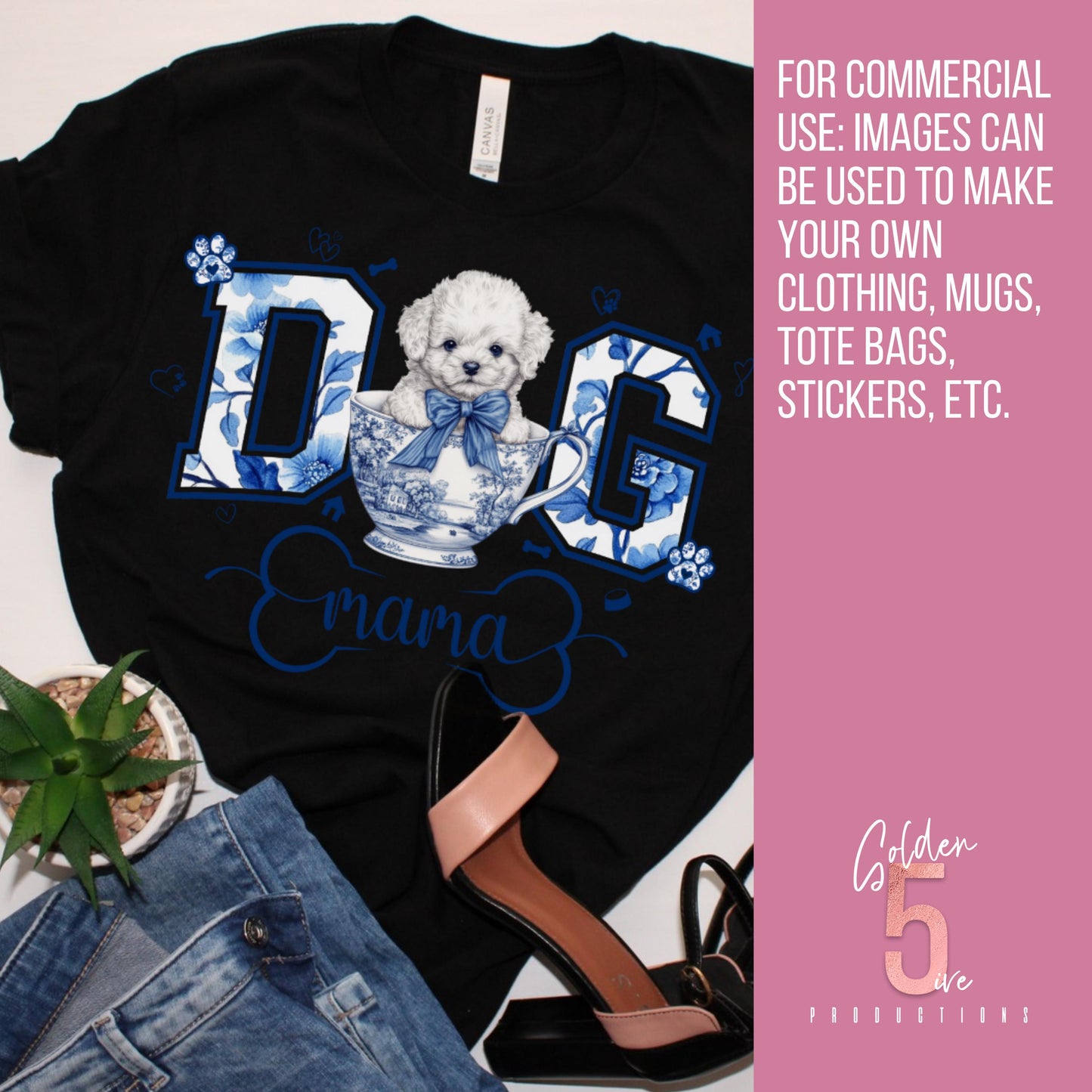 Dog Mom Chinoiserie Coquette Bow Dog Lover Digital Design SVG, PNG, JPG, PDF - Instant Download
