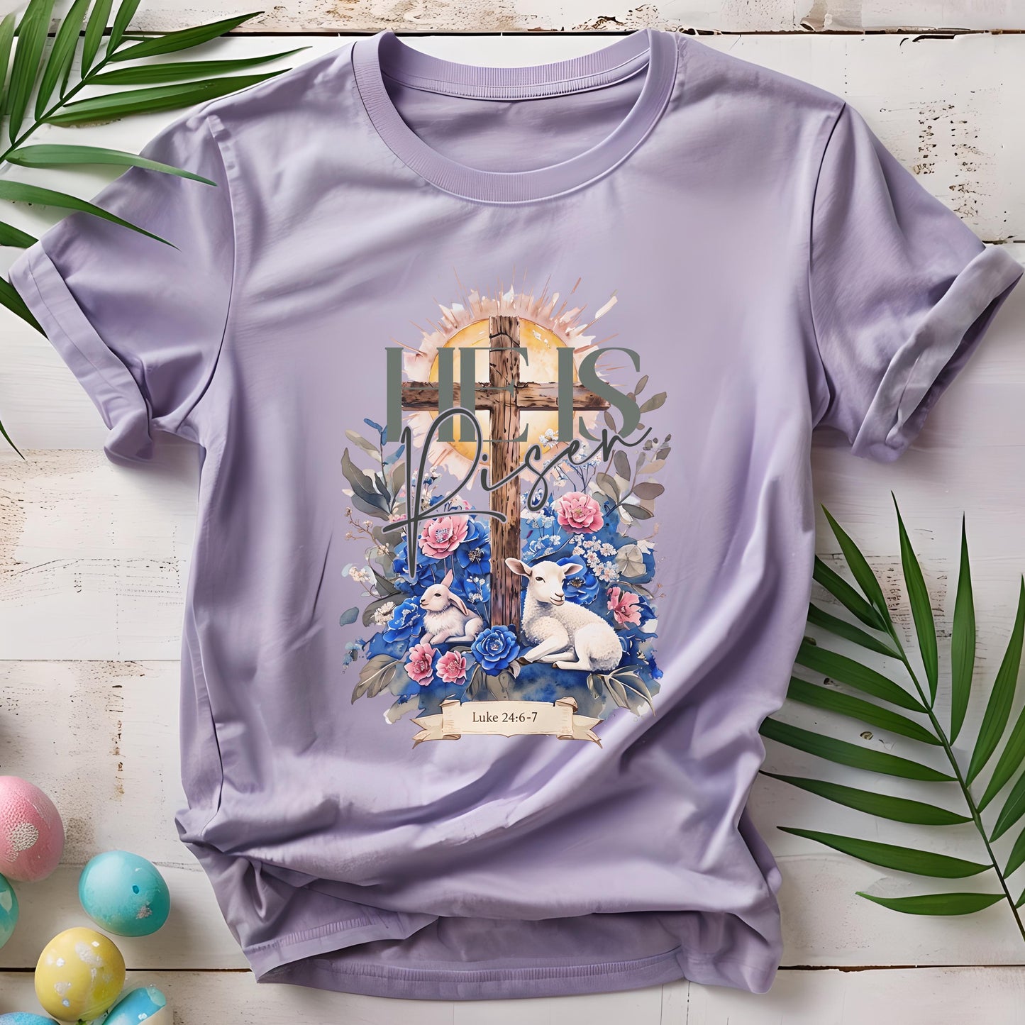 He Is Risen Watercolor Christian Easter Digital Design SVG, PNG, JPG, PDF - Instant Download