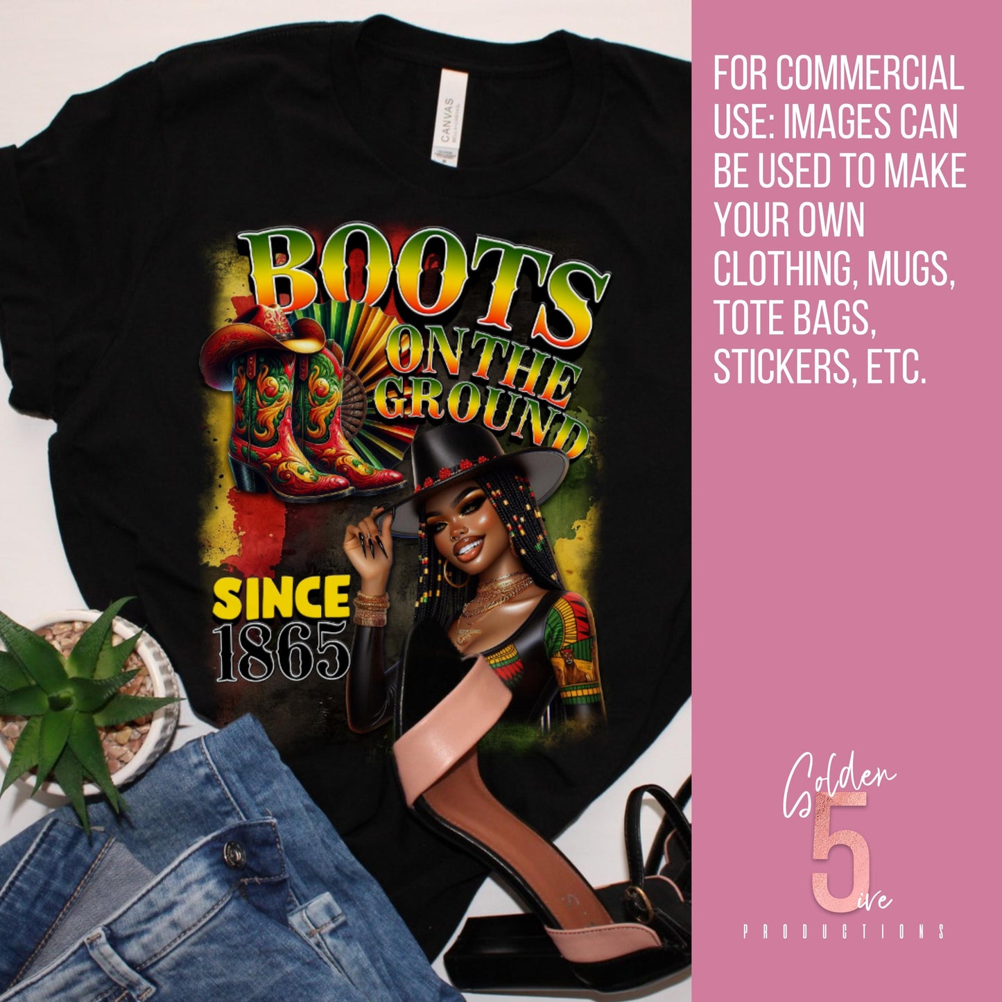 Juneteenth Boots On Da Ground Digital Design SVG, PNG, JPG, PDF - Instant Download