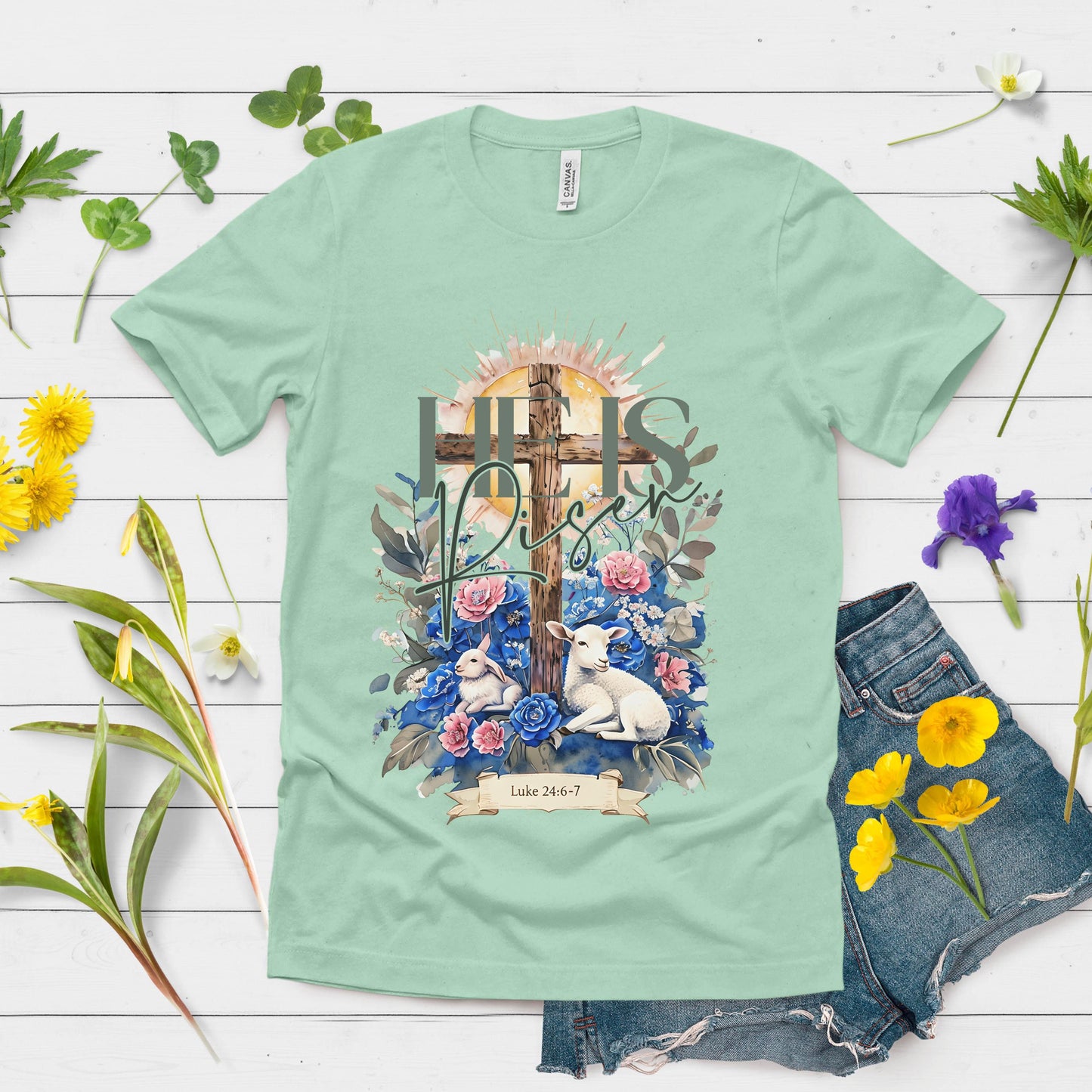 He Is Risen Watercolor Christian Easter Digital Design SVG, PNG, JPG, PDF - Instant Download