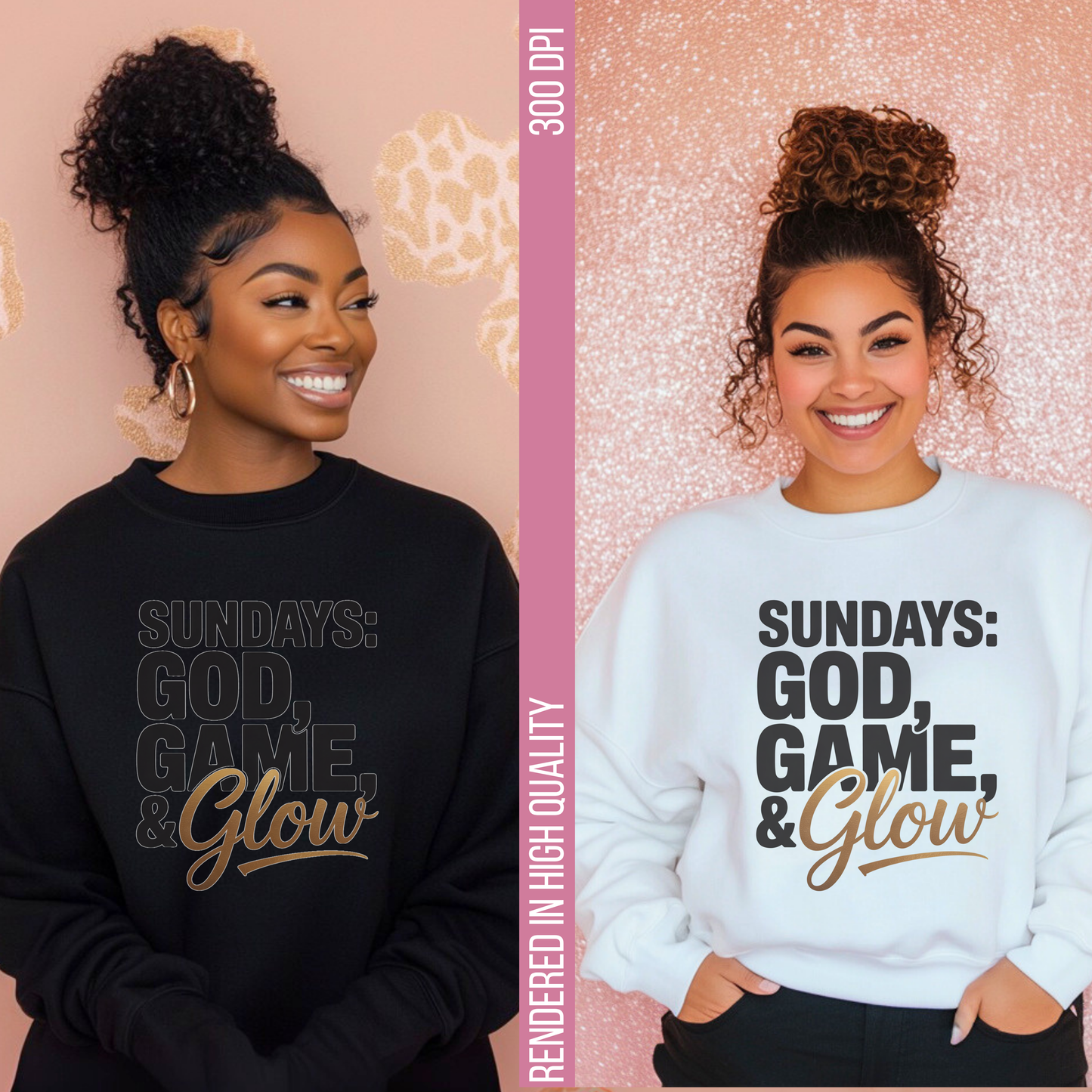 Sundays: God, Game & Glow Digital Design SVG, PNG, JPG, PDF - Instant Download