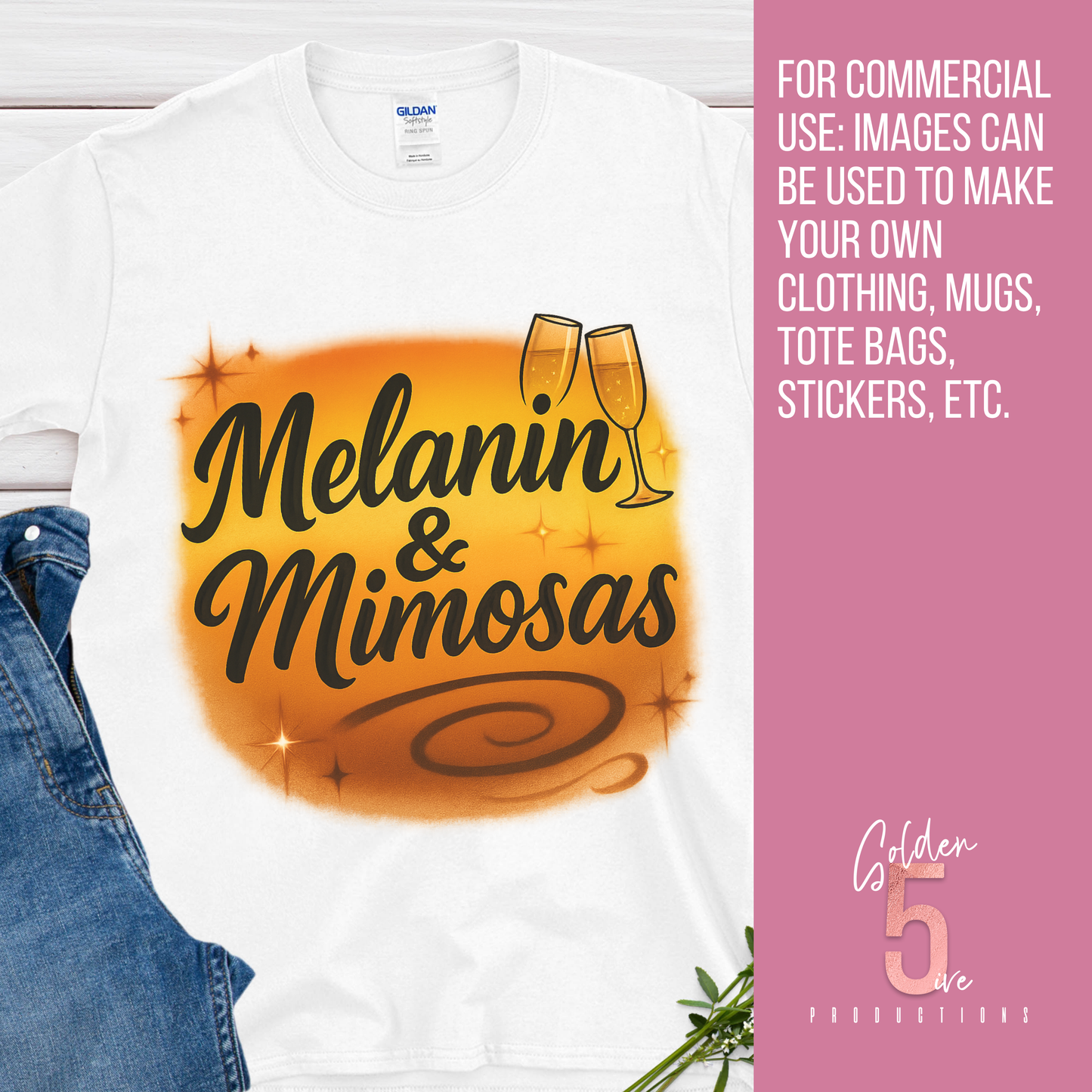 Melanin & Mimosas Digital Design SVG, PNG, JPG, PDF - Instant Download