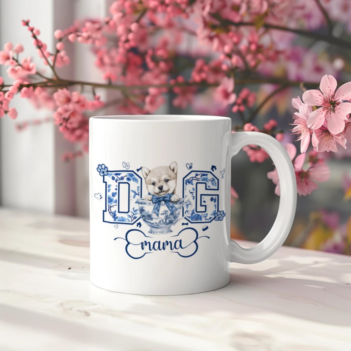 Dog Mom Chinoiserie Coquette Bow Dog Lover Digital Design SVG, PNG, JPG, PDF - Instant Download