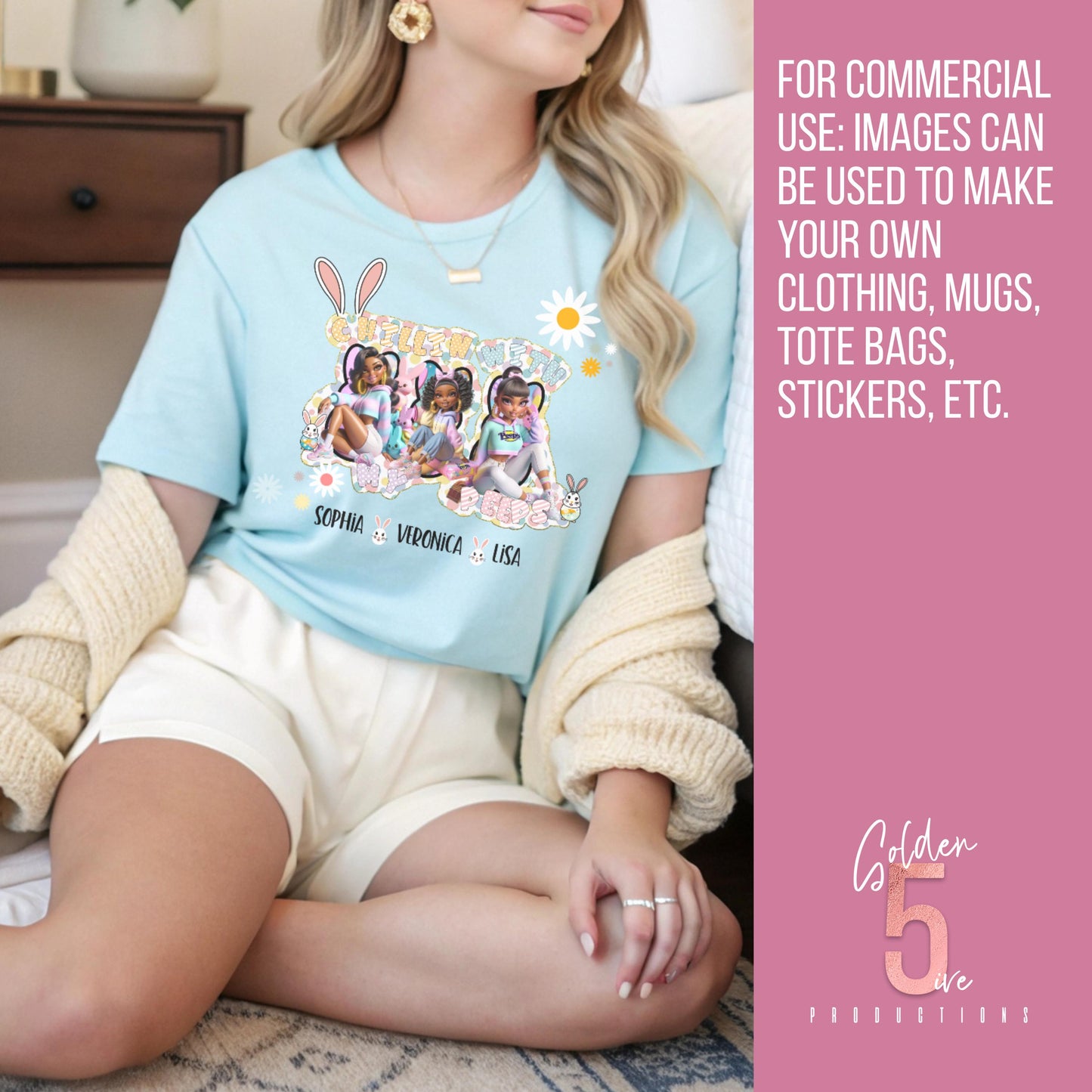Chillin’ With My Peeps Custom Easter Digital Design SVG, PNG, JPG, PDF - Instant Download