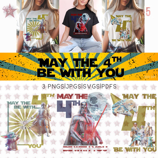 Star Wars May the 4th Digital Bundle SVG, PNG, JPG, PDF - Instant Download