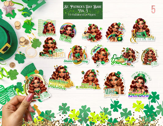Lucky Babe Vol. 2 St. Patrick's Day Digital Design Bundle SVG, PNG, JPG, PDF - Instant Download