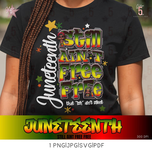 Still Ain’t Free-Free Juneteenth Digital Design SVG, PNG, JPG, PDF - Instant Download