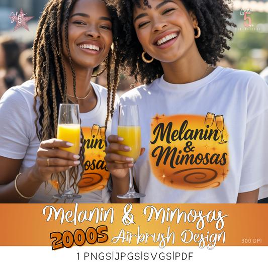 Melanin & Mimosas Digital Design SVG, PNG, JPG, PDF - Instant Download
