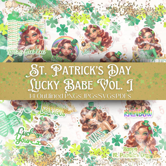 Lucky Babe Vol. 2 St. Patrick's Day Digital Design Bundle SVG, PNG, JPG, PDF - Instant Download