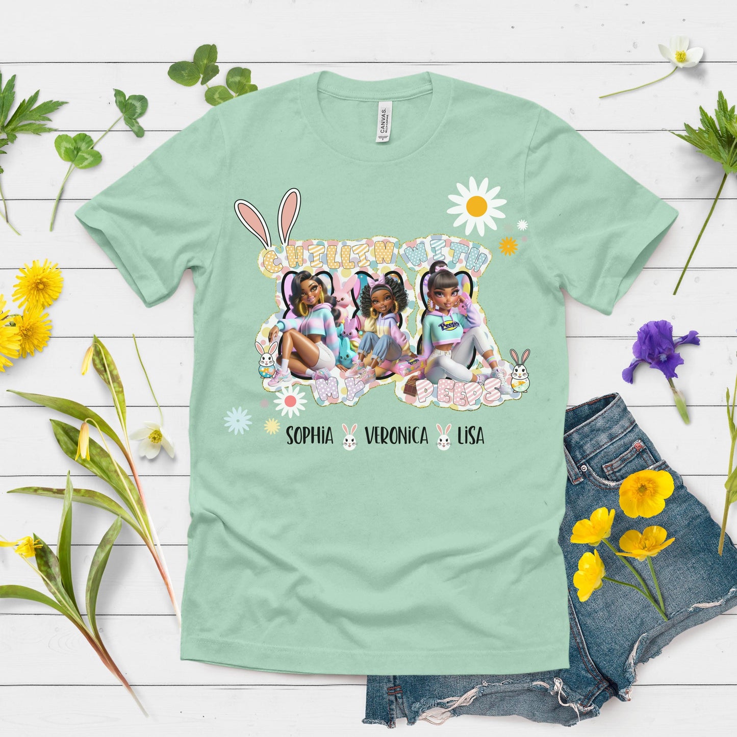 Chillin’ With My Peeps Custom Easter Digital Design SVG, PNG, JPG, PDF - Instant Download