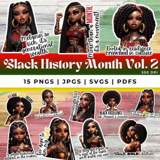 Black History Month Empowerment Vol. 2 Digital Design SVG, PNG, JPG, PDF - Instant Download
