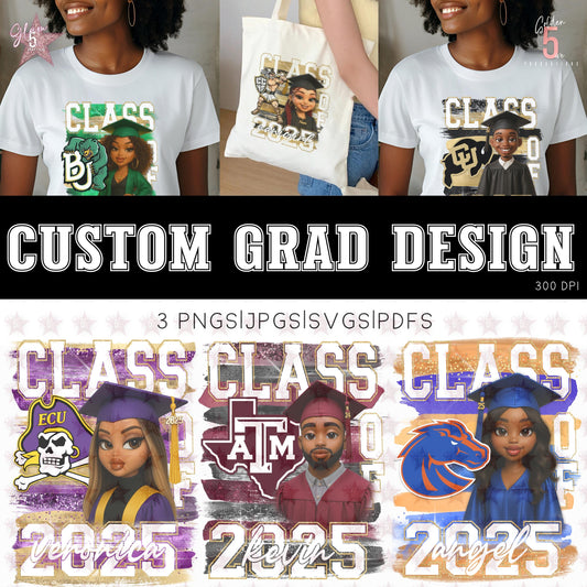 Custom Graduation Portrait Personalized Cartoon Graduation Digital Design SVG, PNG, JPG, PDF - Instant Download